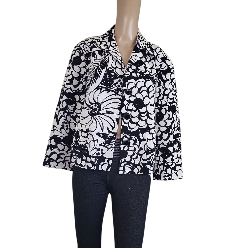 Lafayette 148 Black White Floral Blazer - Picture 3 of 4